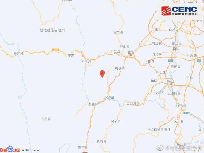 四川雅安市荥经县附近发生51级左右地震