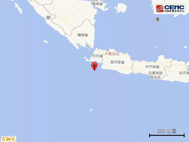 印尼爪哇岛以南海域发生5.0级地震