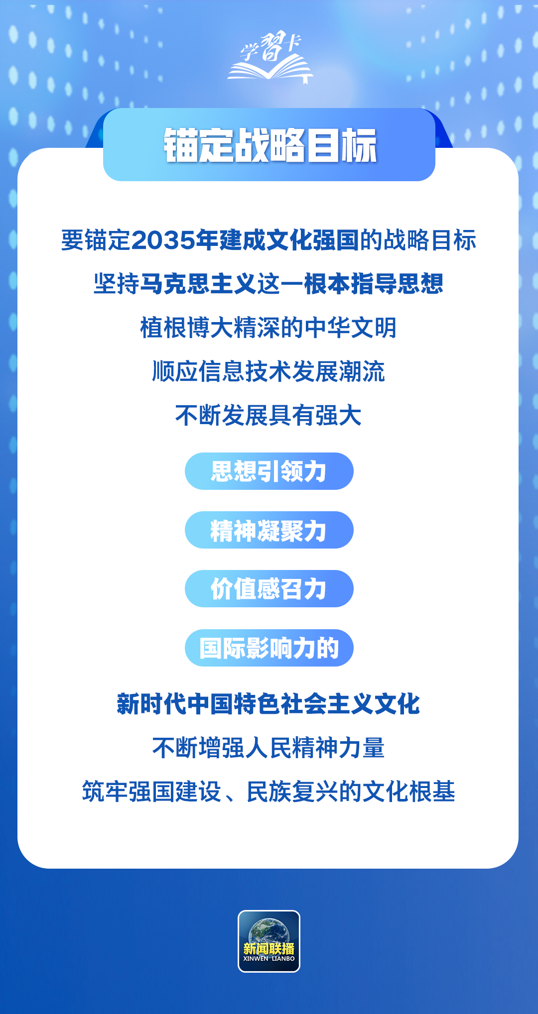 學習卡丨錨定建成文化強國戰(zhàn)略目標，總書記這樣闡釋→