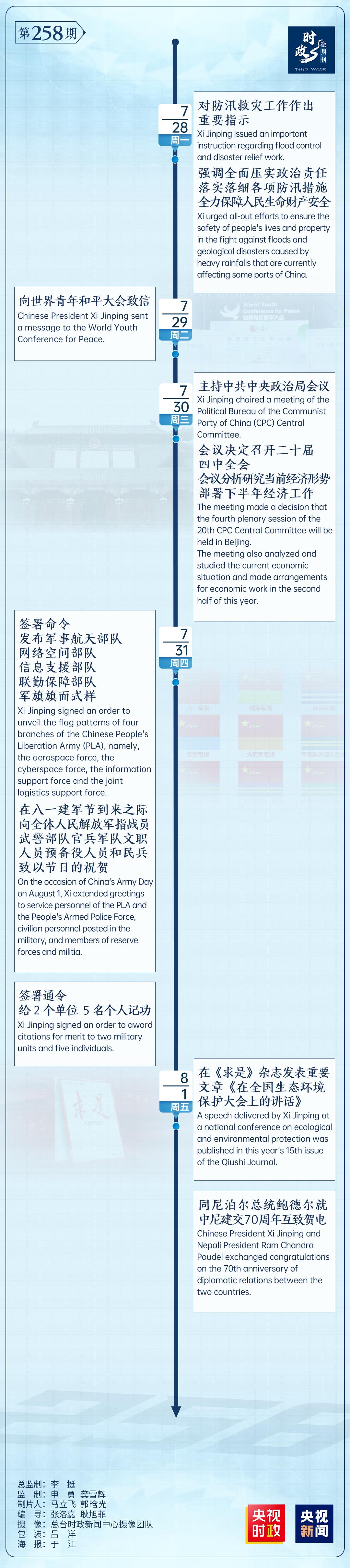 時政微周刊丨總書記的一周（7月28日—8月3日）