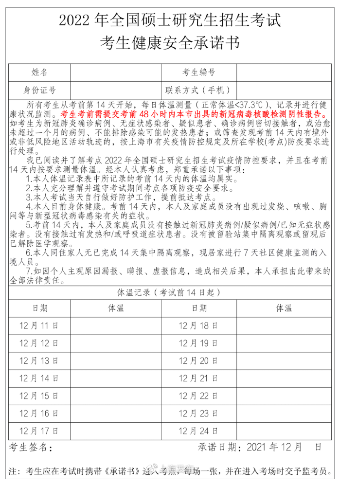 上海：研究生考试前48小时内须在沪进行新冠病毒核酸检测